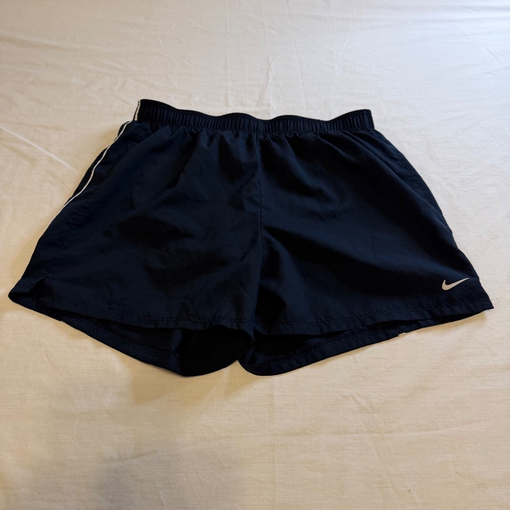 Nike Fit Dry Running Shorts Black White Swoosh Small 4 Inch Inseam